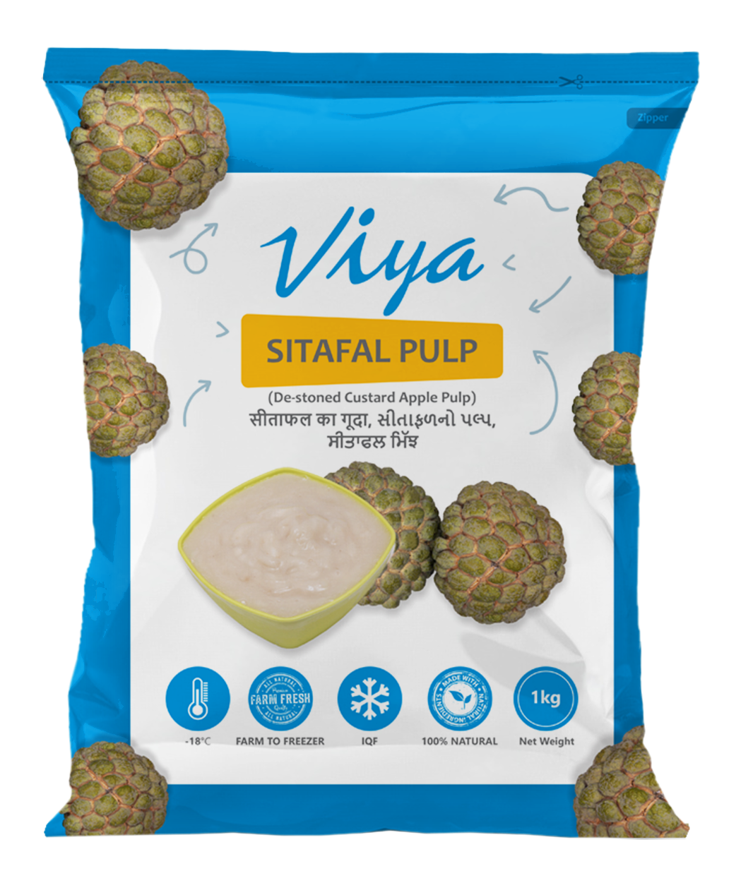 Frozen Sitaphal (Custared Apple) 1kg - Viya