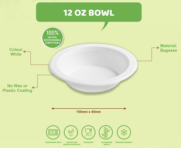 12oz Round Bowl Sugarcane