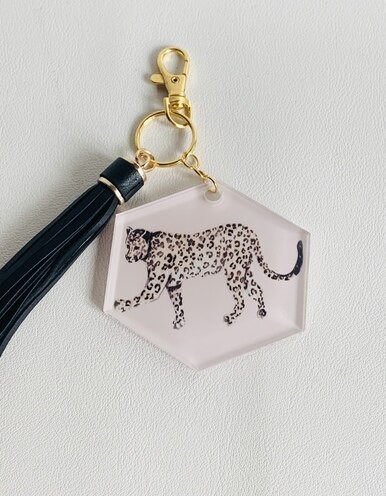 Pretty in Pink Leopard Key Chain1