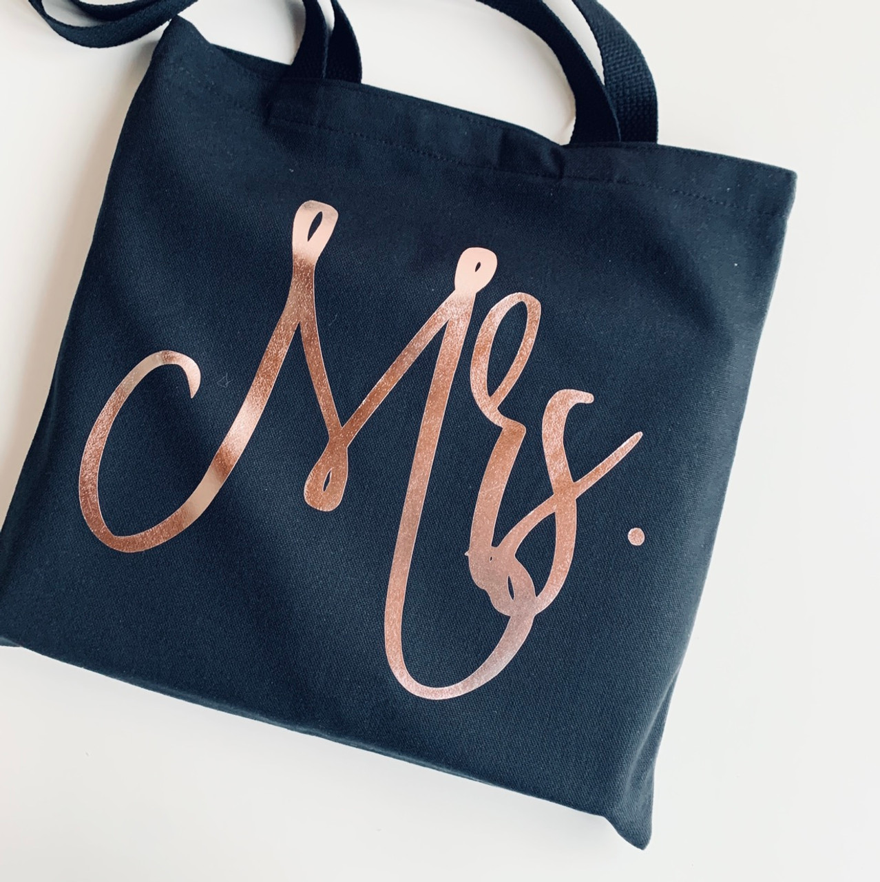 Miss To Mrs, Black & Gold Marriage Heart & Ring Large Tote Bag