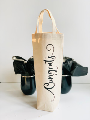 Congrats Natural Canvas Wine/Beverage Gift Bag