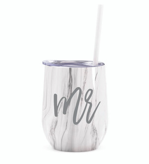 Gray marble tumbler with Mr personalization