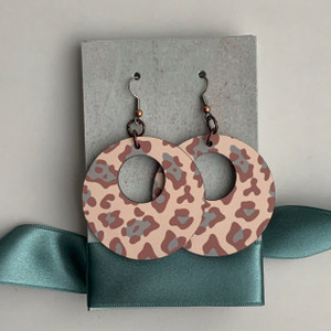 Blue Leopard Round Earrings