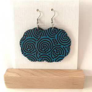 Teal and Espresso Swirl Frilly Edge  Earrings