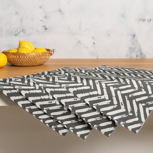 Rustic Charcoal Herringbone Placemat Set