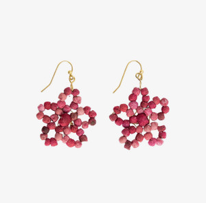 Kantha Fleur Earrings - Cerise