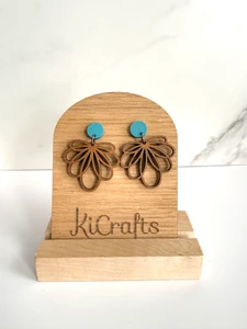 Blue and Bronze Petals Wood Earrings
