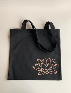 Lotus Black Canvas Tote Bag Lotus Black Canvas Tote Bag