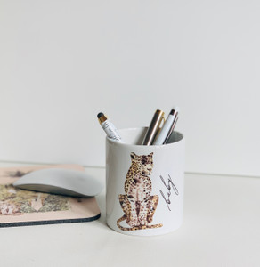 Leopard Ceramic Pen/Brush Holder Leopard Ceramic Pen/Brush Holder