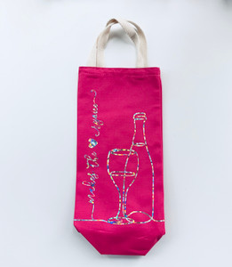Makes the Heart Rejoice Wine Tote - Pink and Crystal Makes the Heart Rejoice Wine Tote - Pink and Crystal