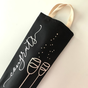 Champagne Bubbles Congrats Wine Tote - Black Champagne Bubbles Congrats Wine Tote - Black