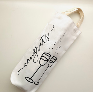 Champagne Bubbles  Congrats Wine Tote - White Champagne Bubbles  Congrats Wine Tote - White