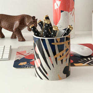 Retro Tropical Animals Ceramic Pen Cup Retro Tropical Animals Ceramic Pen Cup