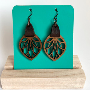 Gigi Wood and Mahogany Leather Earrings Gigi Wood and Mahogany Leather Earrings