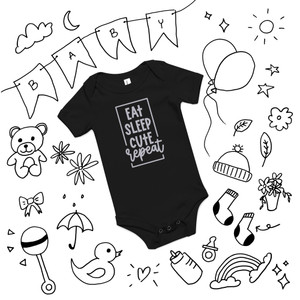Eat Sleep Cute Repeat Baby Onesie Eat Sleep Cute Repeat Baby Onesie