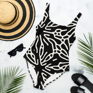Black Botanicals One-Piece Swimsuit