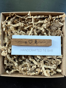 Couple's Initials Wood Tie Bar -Chestnut finish