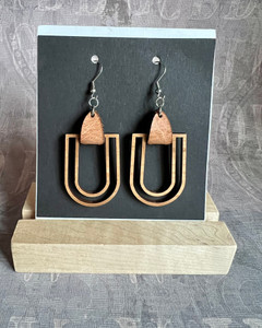 Mena Wood and Leather Earrings Mena Wood and Leather Earrings