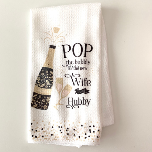 “POP the bubbly” Waffle Towel