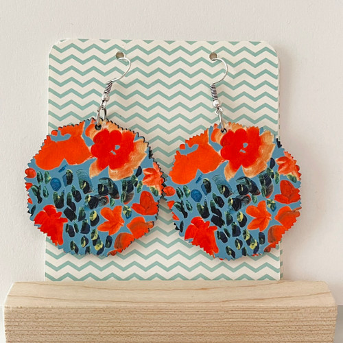 Vibrant Florals  Round Earrings