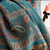 Scarvii - Bird Botanical Paisley Knotted Fringe Scarf Teal Blue