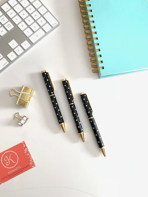 Black and White Polka Dot Writing Pens