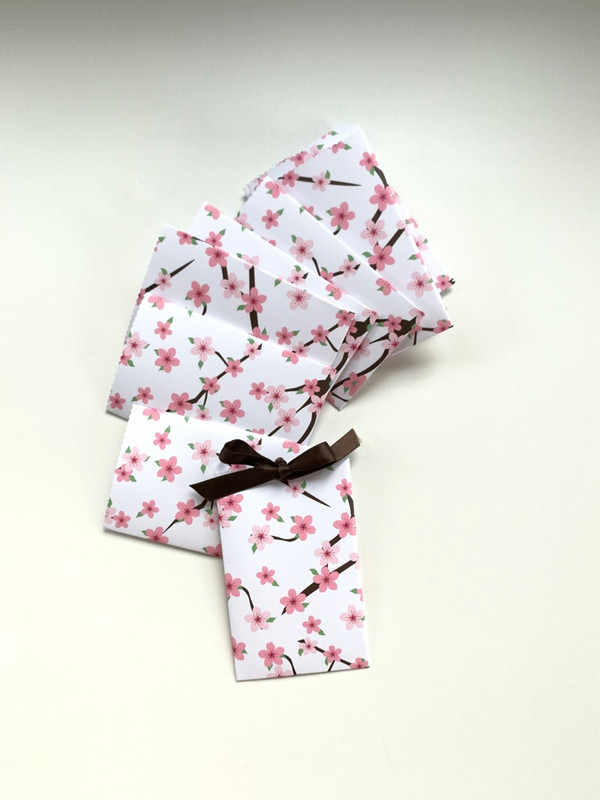 Cherry Blossom Design Handmade Gift Card/ Wedding Favor Paper Pouches