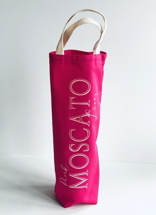 Pink Moscato Lover Wine Tote - Hot Pink Canvas