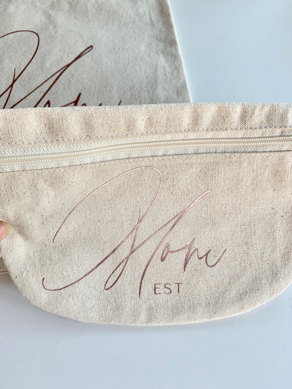 Modern Calligraphy Natural Canvas Mom Tote and Cosmetic Bag Set