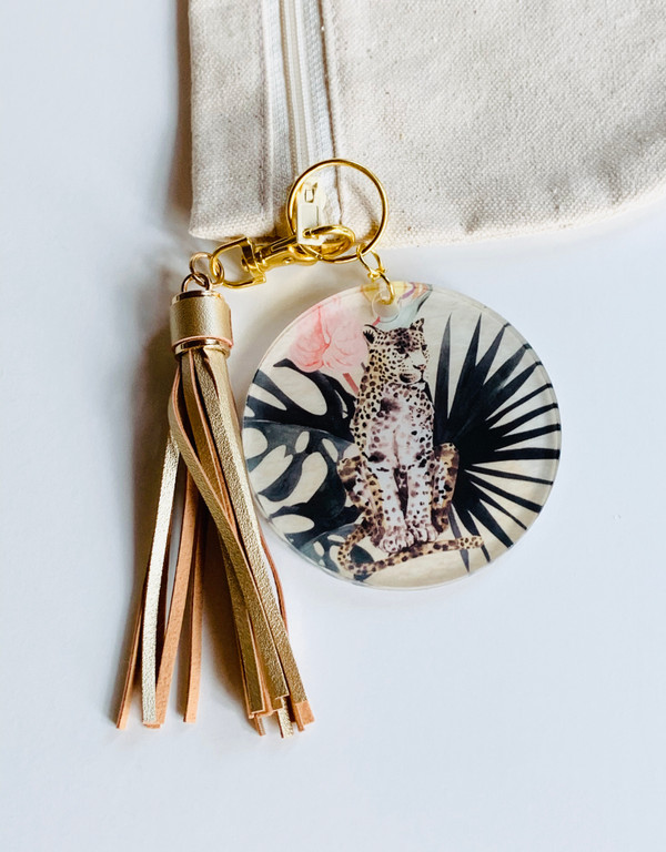 Serengeti Leopard and Flora Key Chain