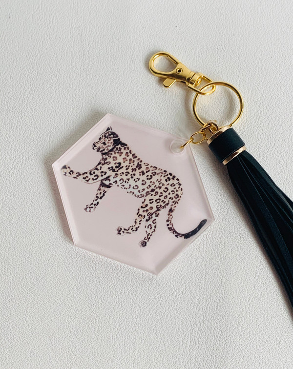 Pretty in Pink Leopard Key Chain