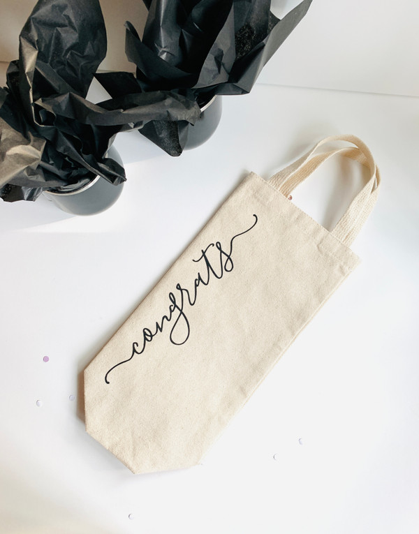 Congrats Natural Canvas Wine/Beverage Gift Bag