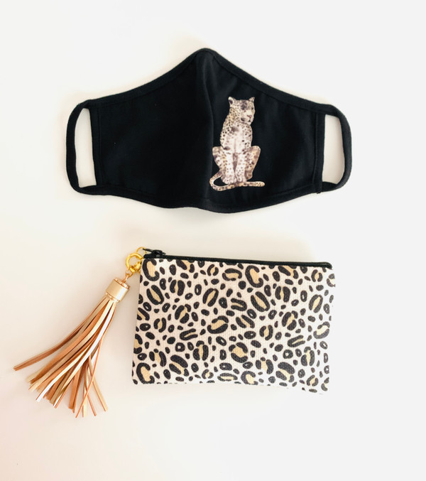 Animal Print Canvas Zippered Case with Tassel