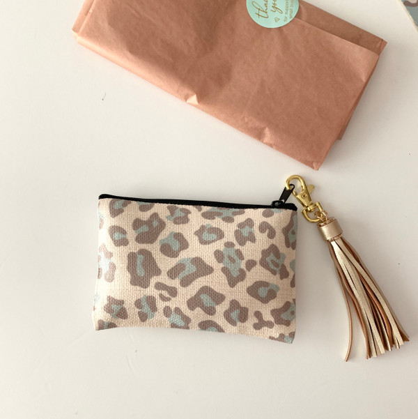 Animal Print Canvas Zippered Case with Tassel
