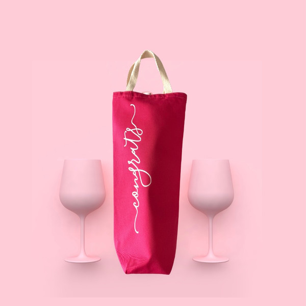 Elegant  Congrats Pink  Wine Tote
