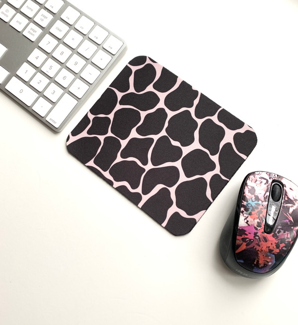 Giraffe Print Mini Mouse pad - Pink Brown