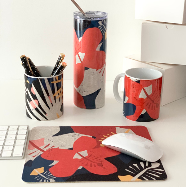 Retro Tropical Animals Ceramic Pen Cup