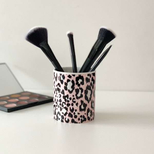 Blush Leopard Ceramic Brush Cup