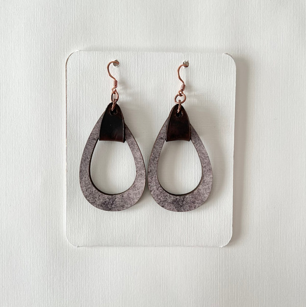 Gray Teardrop Hoops