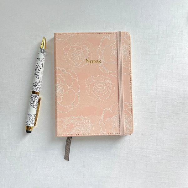 Custom Mini Blush and Rose outline Notebook