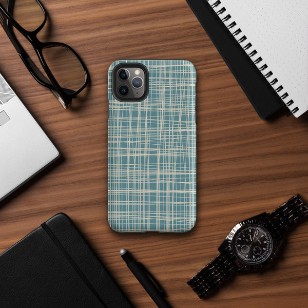 Blue Crosshatch Tough Case for iPhone®