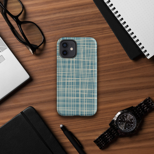 Blue Crosshatch Tough Case for iPhone®