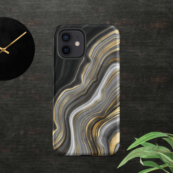 Black and Gold Agate Tough Case for iPhone®