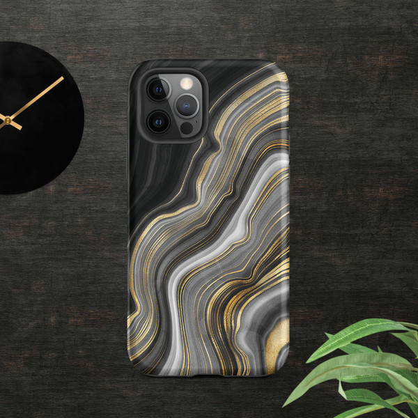 Black and Gold Agate Tough Case for iPhone®