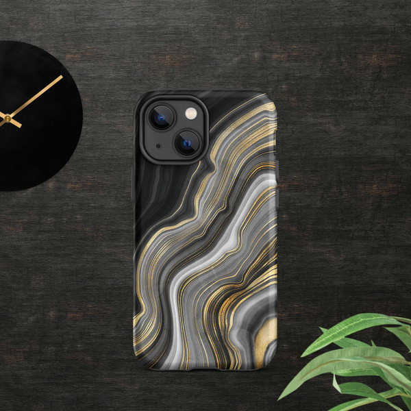 Black and Gold Agate Tough Case for iPhone®