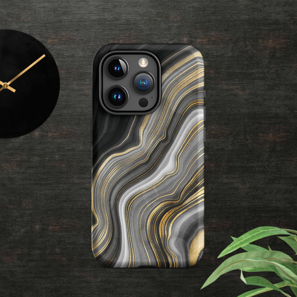 Black and Gold Agate Tough Case for iPhone®