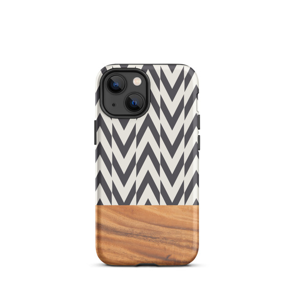 Chevron and Faux Wood Tough Case for iPhone®