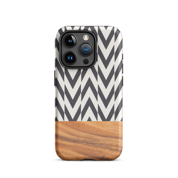 Chevron and Faux Wood Tough Case for iPhone®