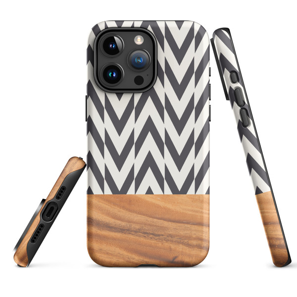 Chevron and Faux Wood Tough Case for iPhone®