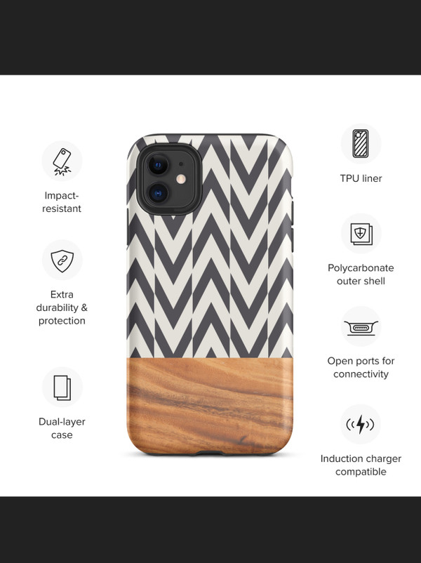 Chevron and Faux Wood Tough Case for iPhone®